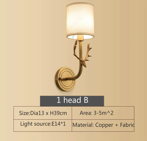 All-Copper American Wall Lamp Bedroom Bedside Lamp European Lamp Modern Simple Corridor Wall Lamp