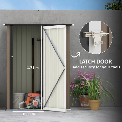 Outsunny Outdoor Storage Shed Steel Garden Shed with Lockable Door Brown