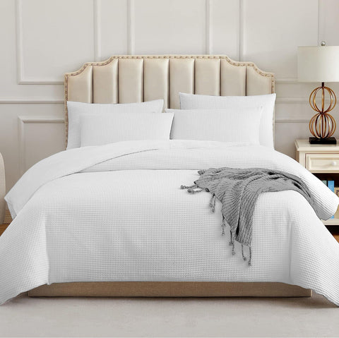 100 % Waffle Duvet Cover Cotton Quilt Bedding Set Single Double King Super King