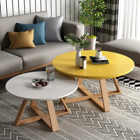 Modern Coffee Table Set - Originality Tables Combination, Solid Wood round Tables for Living Room, Simple Center Tables