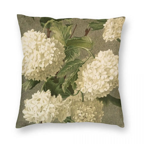 Victorian White Hydrangea Floral Square Pillowcase