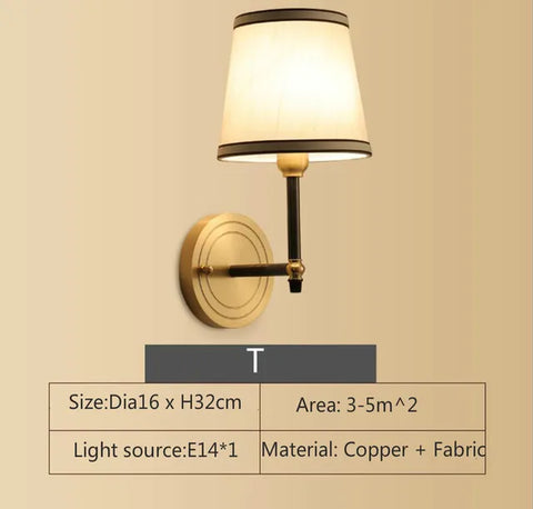 All-Copper American Wall Lamp Bedroom Bedside Lamp European Lamp Modern Simple Corridor Wall Lamp