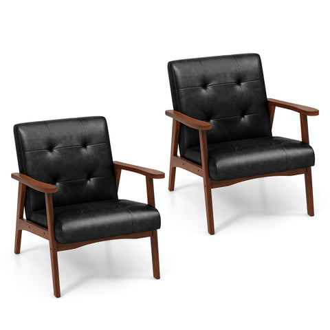 Mid Century Modern Accent Chair with Leather Cover
