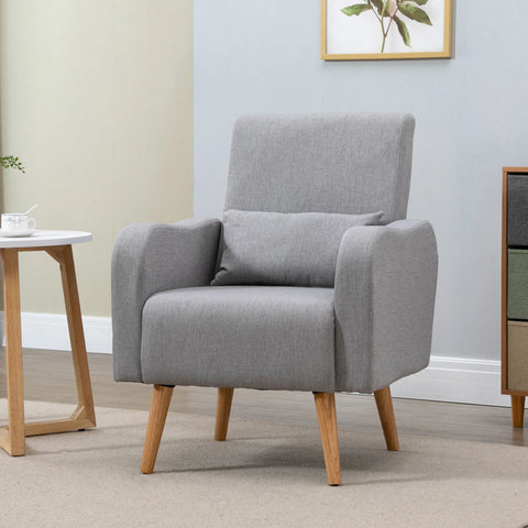 Accent Chair, Linen-Touch Armchair, Upholstered Leisure Lounge Sofa, Club Chair