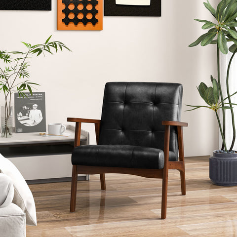 Mid Century Modern Accent Chair with Leather Cover