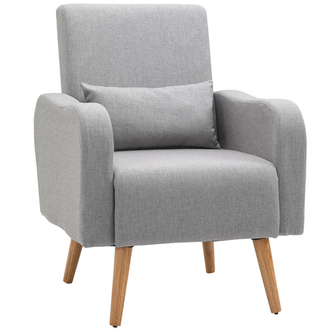 Accent Chair, Linen-Touch Armchair, Upholstered Leisure Lounge Sofa, Club Chair