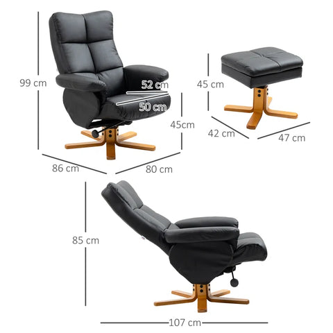 Lahens Upholstered Recliner with Footstool