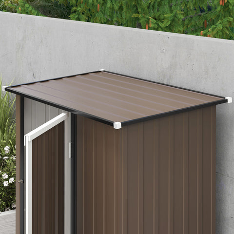 Outsunny Outdoor Storage Shed Steel Garden Shed with Lockable Door Brown