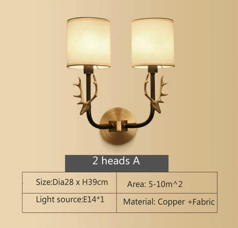 All-Copper American Wall Lamp Bedroom Bedside Lamp European Lamp Modern Simple Corridor Wall Lamp