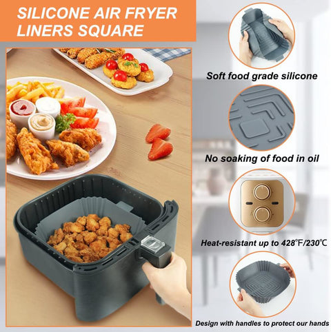 YQL Silicone Air Fryer Liner for COSORI 2PCS Square Air Fryer Liner 8 Inch Air