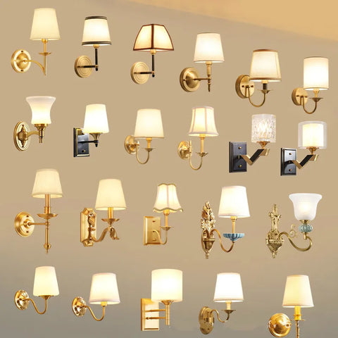 All-Copper American Wall Lamp Bedroom Bedside Lamp European Lamp Modern Simple Corridor Wall Lamp