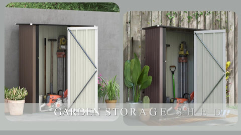 Outsunny Outdoor Storage Shed Steel Garden Shed with Lockable Door Brown