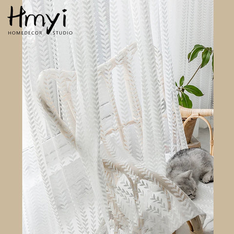 Modern White Tulle Curtains for Living Room Luxury Curtains Voile Sheer Window Curtains for Bedroom Drapes Rideaux Voilage