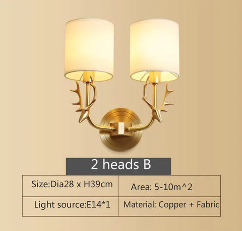 All-Copper American Wall Lamp Bedroom Bedside Lamp European Lamp Modern Simple Corridor Wall Lamp
