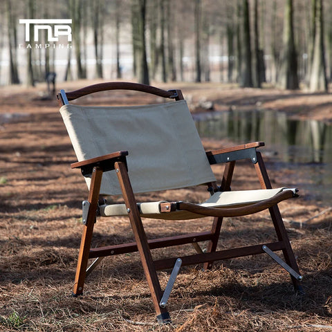Outdoor Camping Solid Wood Folding Chair Relax Camping Chair Portable Foldable BBQ Picnic Chair for Outdoor Furniture