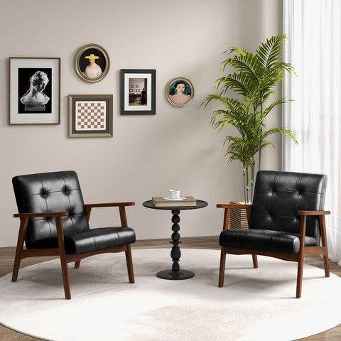 Mid Century Modern Accent Chair with Leather Cover
