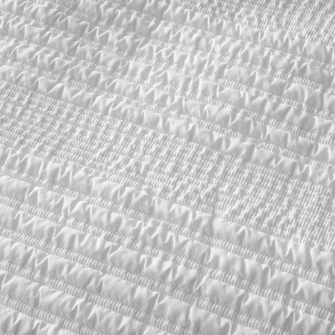 Lennon Stripe Textured Seersucker Duvet Cover Set with Pillowcases White