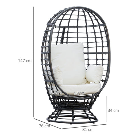 Outsunny Swivel Egg Chair Rattan Outdoor Chair with Cushion for Patio Black