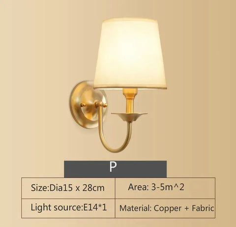 All-Copper American Wall Lamp Bedroom Bedside Lamp European Lamp Modern Simple Corridor Wall Lamp
