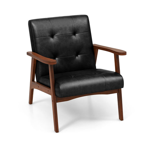Mid Century Modern Accent Chair with Leather Cover