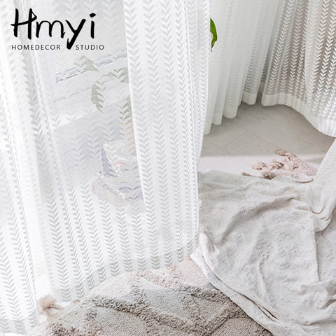 Modern White Tulle Curtains for Living Room Luxury Curtains Voile Sheer Window Curtains for Bedroom Drapes Rideaux Voilage