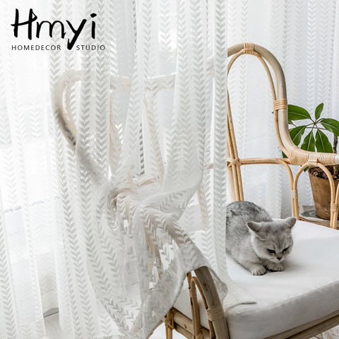 Modern White Tulle Curtains for Living Room Luxury Curtains Voile Sheer Window Curtains for Bedroom Drapes Rideaux Voilage