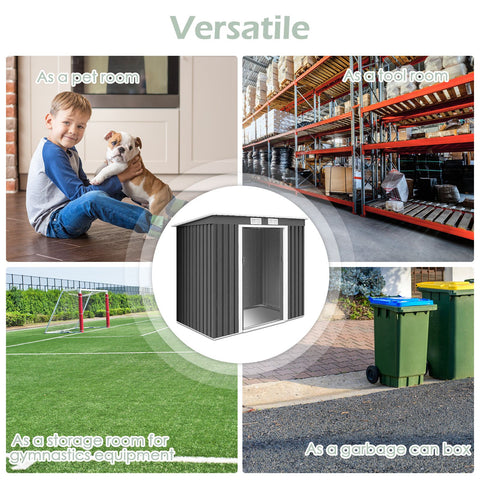 Outdoor Metal Garden Storage Shed with Sloping Roof