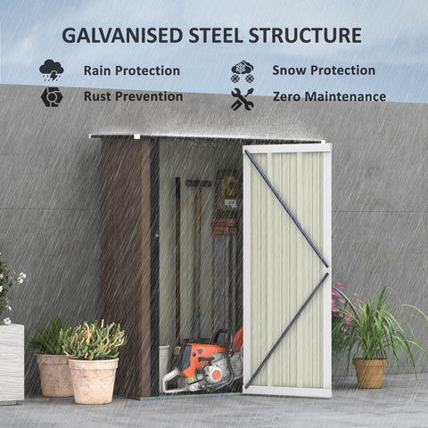Outsunny Outdoor Storage Shed Steel Garden Shed with Lockable Door Brown