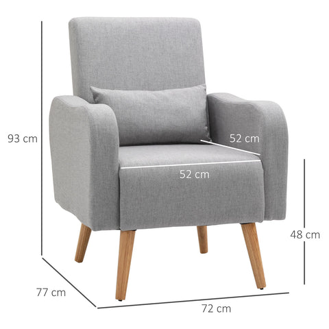 Accent Chair, Linen-Touch Armchair, Upholstered Leisure Lounge Sofa, Club Chair