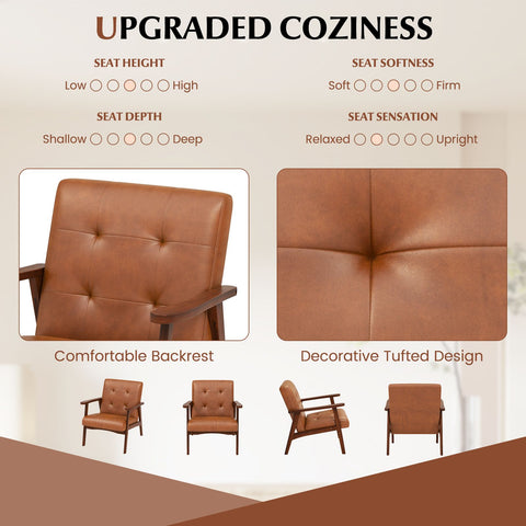 Mid Century Modern Accent Chair with Leather Cover
