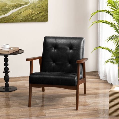 Mid Century Modern Accent Chair with Leather Cover