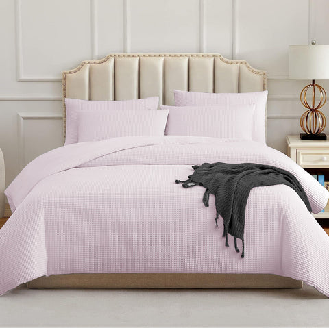 100 % Waffle Duvet Cover Cotton Quilt Bedding Set Single Double King Super King