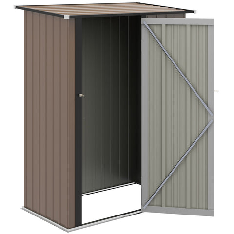 Outsunny Outdoor Storage Shed Steel Garden Shed with Lockable Door Brown