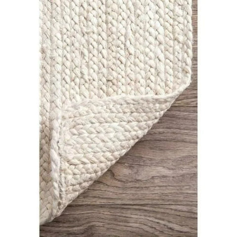 White Rug Handmade Rug 100% Natural Jute Braided Runner Rug Rustic Look Area Rug Carpets for Living Room