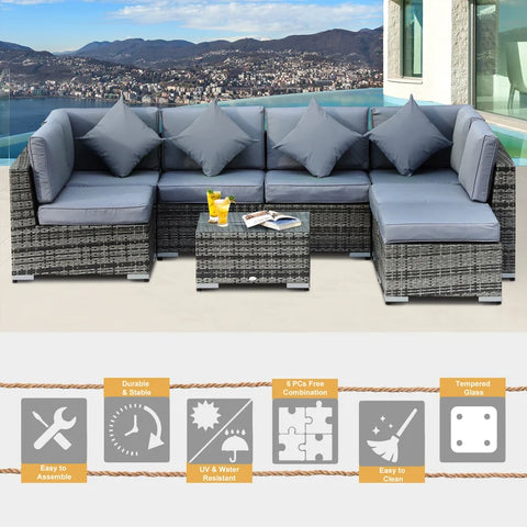 Aalijah 6 - Person Garden Lounge Set with Cushions