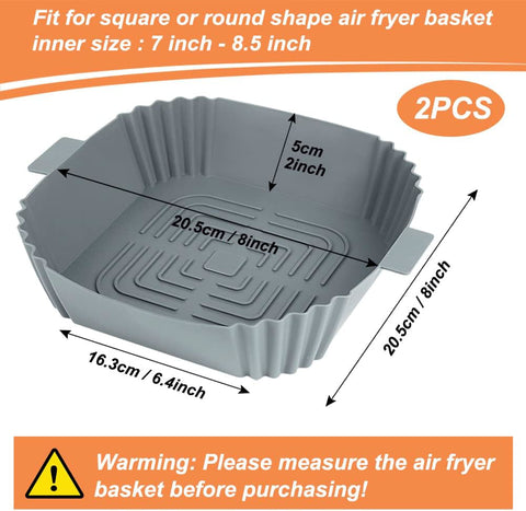 YQL Silicone Air Fryer Liner for COSORI 2PCS Square Air Fryer Liner 8 Inch Air