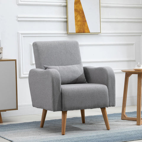 Accent Chair, Linen-Touch Armchair, Upholstered Leisure Lounge Sofa, Club Chair