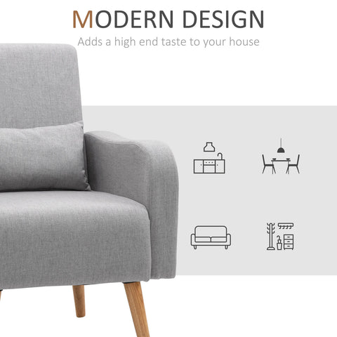 Accent Chair, Linen-Touch Armchair, Upholstered Leisure Lounge Sofa, Club Chair