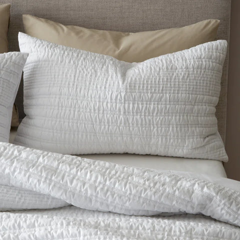 Lennon Stripe Textured Seersucker Duvet Cover Set with Pillowcases White