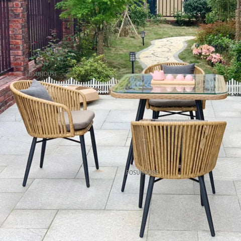 Nordic Outdoor Furniture Creative Balcony Rattan Chair Three Piece Combination Outdoor Chair Courtyard Hotel Garden Rattan Chair