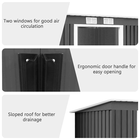 Outdoor Metal Garden Storage Shed with Sloping Roof