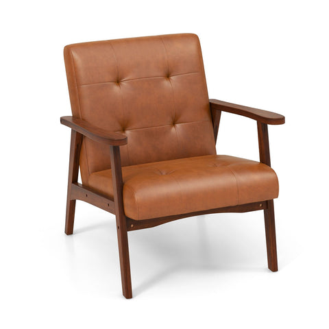 Mid Century Modern Accent Chair with Leather Cover