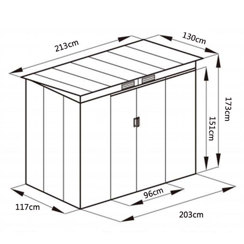 Outdoor Metal Garden Storage Shed with Sloping Roof