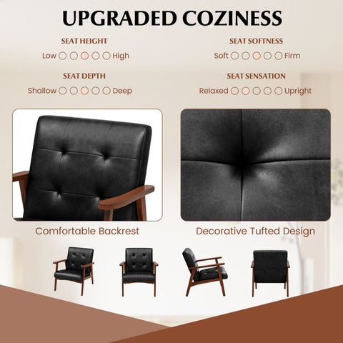 Mid Century Modern Accent Chair with Leather Cover