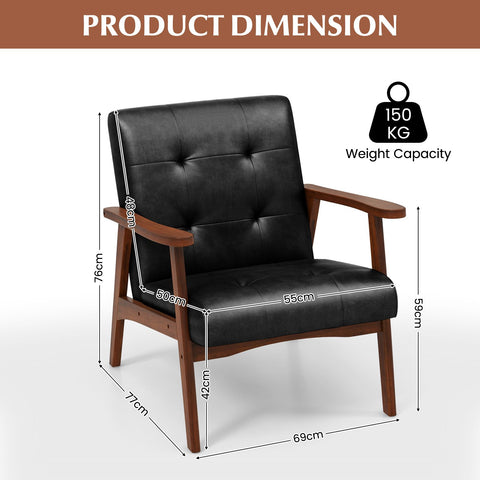 Mid Century Modern Accent Chair with Leather Cover