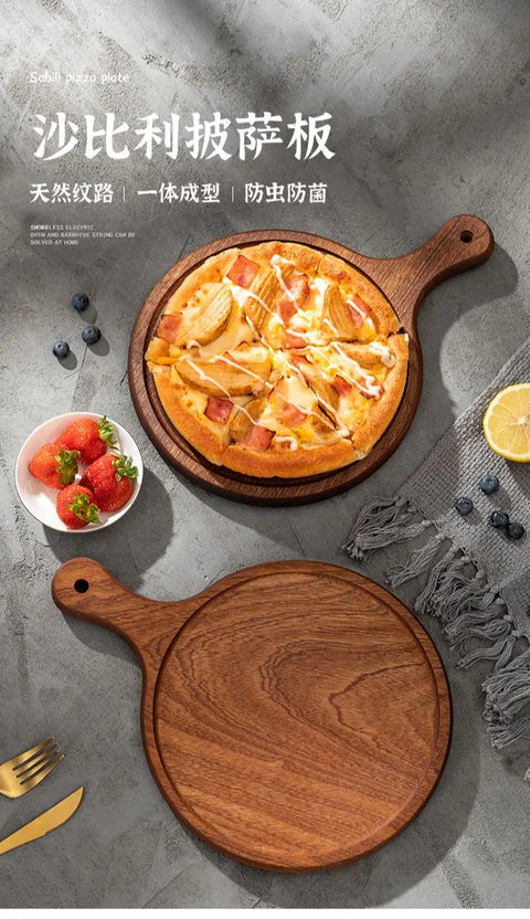 Wood round Cutting Boards Kid'S Eco Breakast Plates West Food Dish Plates Restaurant Steak Plates Cake Plates Pizza Peel