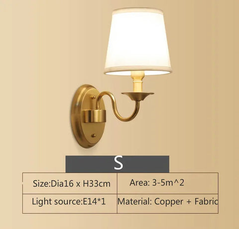 All-Copper American Wall Lamp Bedroom Bedside Lamp European Lamp Modern Simple Corridor Wall Lamp