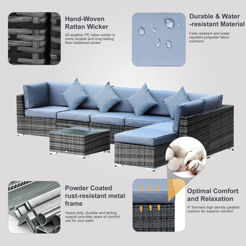 Aalijah 6 - Person Garden Lounge Set with Cushions
