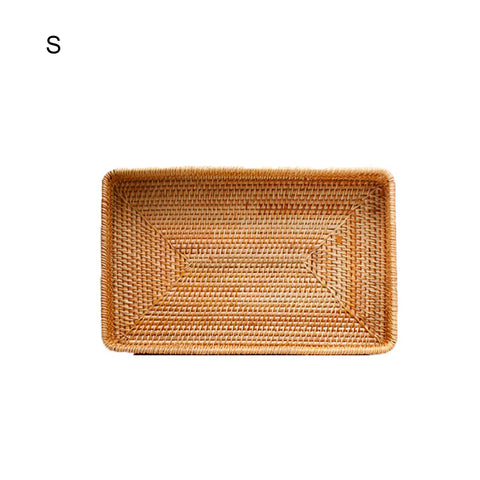 Round Rattan Woven Storage Basket Fruit Bread Food Kitchen Home Decor Organizer Kitchen Tableware Breadbasket for Kitchen