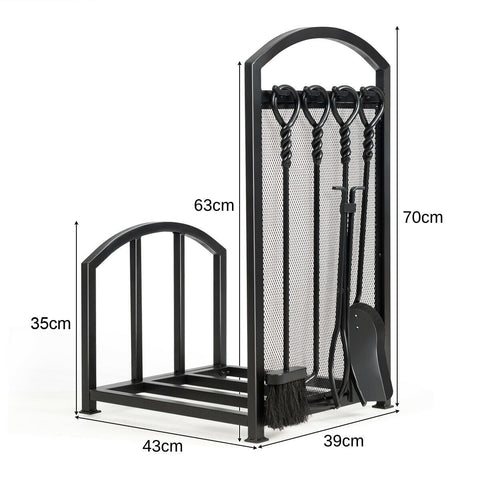 Firewood Rack with 4 Tools Fireplace Log Storage Holder Set